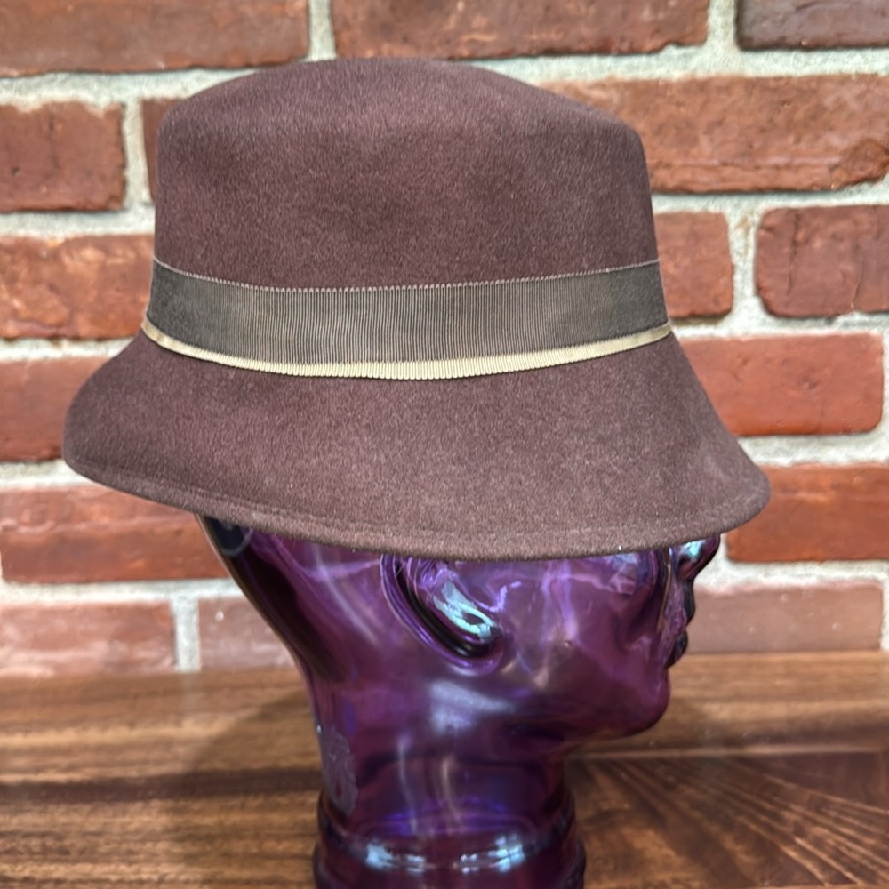 Brown Felt Cloche Hat with Ribbon - Picture 4 of 7